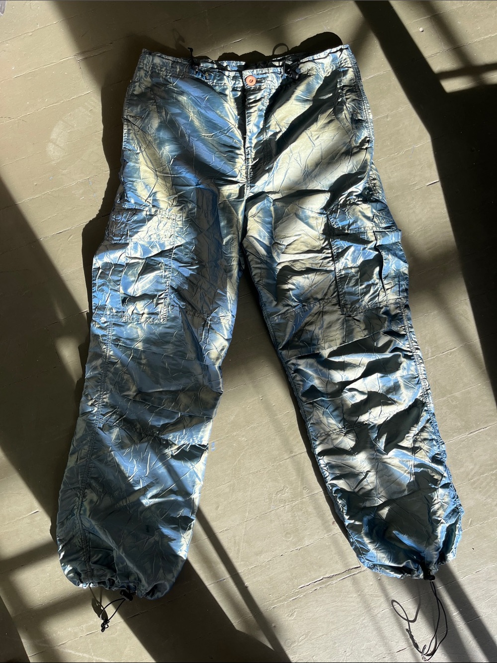 Holographic Blue/green Cargo Jogger Pants
